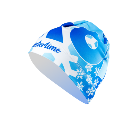 Zimná športová čiapka GEKON® ❤ Wintertime Blue, materiál Climax® effect wool+ (pohľad na ľavú časť)