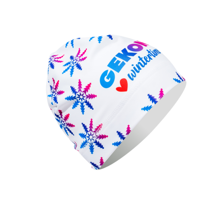 Zimná športová čiapka GEKON® ❤ Wintertime White, materiál Climax® effect wool+ (pohľad na pravú časť)